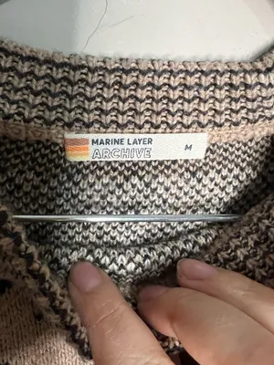 Marine Layer Archive Avalon Fair‎ Isle Palm Trees Cotton Wool Blend Crew Sweater thumbnail 6