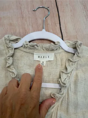 MABLE Beige Linen Draped Corpcore Button-Down Midi Dress S Wrap Anthro thumbnail 6