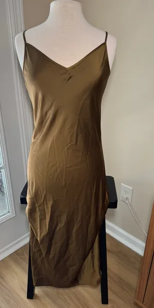 House of Harlow Bronze Brown Midi Autumn Wedding Guest Dress Size Small Slip thumbnail 1