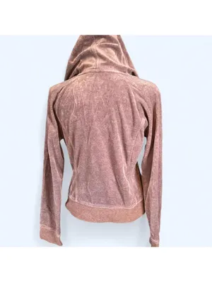 Vintage Y2K SO Fairycore Coquette Velour Zip Up Hoodie Size Medium 🤎 thumbnail 4