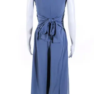 NWT L'atiste Womens Crepe‎ Sleeveless Tie Front Wide Leg Jumpsuit Blue Size M thumbnail 4