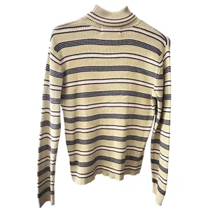 Marsh Landing Striped Turtleneck Sweater Long Sleeve Yellow Black White Casual M thumbnail 3