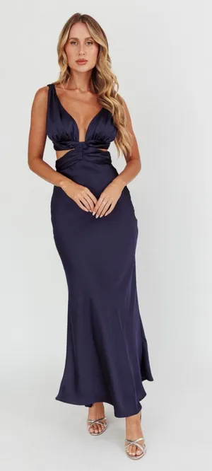 Selfie Leslie Harper Cut-Out Bow Back Maxi Dress Navy thumbnail 1
