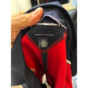 Tommy Hilfiger Navy Blue Double Breasted Trench Coat Red Lining Gold Buttons M thumbnail 9