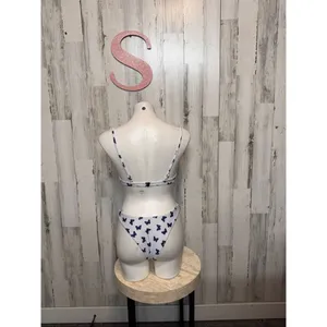 Butterfly Print Bikini Set Women’s Swimwear – Size S – White & Blue Two Piece thumbnail 4