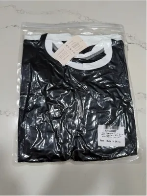 NEW LilyCoco Ringer Tee Casual Oversized Raglan Short Sleeve Shirt L thumbnail 5