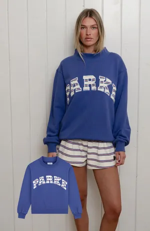 NIB Parke coastal Americana Varsity Mockneck size S/M relaxed fit thumbnail 1