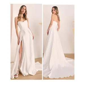 Lulus Lifetime of Love White Satin Strapless A-Line Gown Size 10 Classic Wedding thumbnail 15