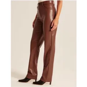 $99 Abercrombie & Fitch Brown Vegan Leather 90’s Straight Ultra High Rise Pants thumbnail 3