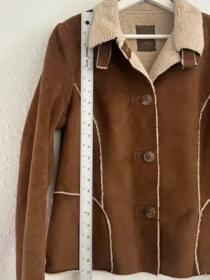 Vintage Y2K Old Navy Brown Faux Suede Sherpa Lined Penny Lane Jacket M thumbnail 6