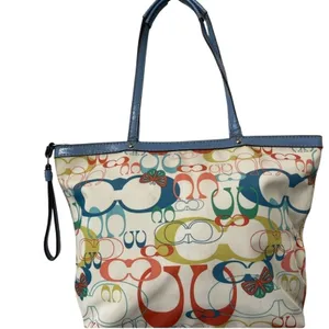 COACH Optic Signature Butterfly F17422 Zip Top Tote thumbnail 7
