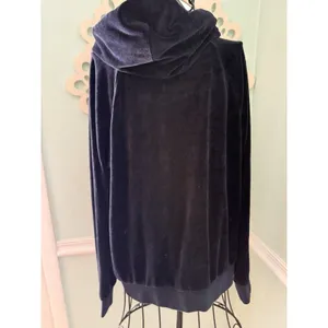 Juicy Couture Velour Track Jacket Womens Large Blue Full‎ Zip Hoodie Velvet Y2K thumbnail 2