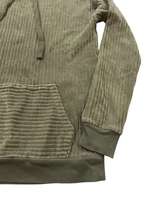 Maurices Olive Green Ribbed Corded Tie Neck Pullover Sweater Front Small Women's thumbnail 6