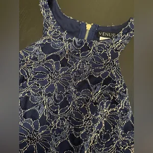 Venus Navy Lace Cocktail Dress with Front Slit Size Small thumbnail 8