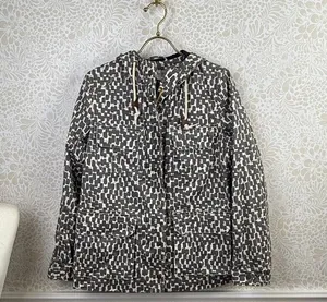 BODEN Gray and White Printed Canvas Heavy Utility Field Rain Jacket - Size - 6 thumbnail 1