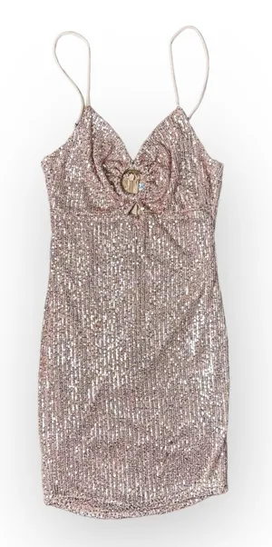 Revolve Saints + Secrets Rose Gold Sequined‎ Mini Dress Size S thumbnail 1