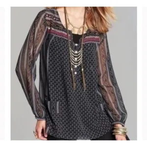 Free‎ People "Feather in the Wind" Sheer Boho Airy Embellished Tunic Size S thumbnail 9