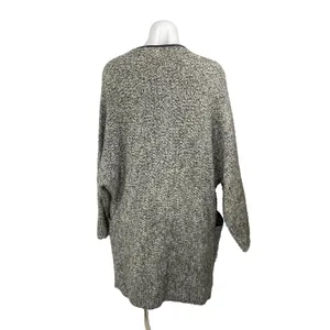 Zara Women's Marled Gray Wool Knit Long Sleeve Cardigan Sweater Coat Jacket Sz M thumbnail 4
