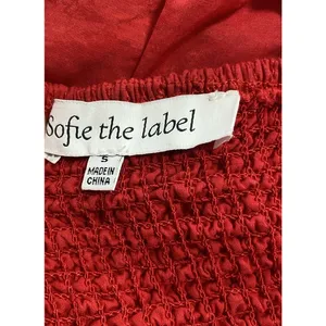 Sofie the label Red Puff Sleeve Smocked Ruffle Cropped Top Square Neck Size S thumbnail 8