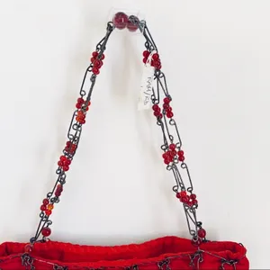 Eye Ful Bag Handbag Purse Red Metal Beaded Party Dressy Small Handbag NEW thumbnail 4