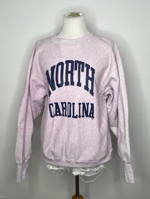Rugged Sweats- Pink & Grey Heathered "North Carolina" Crewneck thumbnail 1