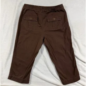 Sonoma 12 Brown Solid 100% Cotton Capri Crop Pants Utility Cargo Granola‎ Hiking thumbnail 2