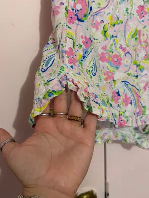 crown & ivy Pink and Green Paisley Floral Drawstring Shorts thumbnail 2