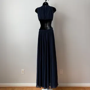 Lulus‎ sz S Navy Blue Vivid Imagination Cutout Maxi Dress Plunging Luxury NWOT thumbnail 9