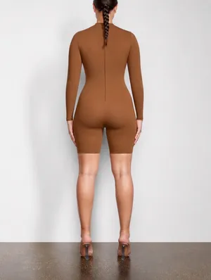 SKIMS All in One Long-Sleeve Mid Thigh Jumpsuit Onesie in Caramel new with tags thumbnail 14