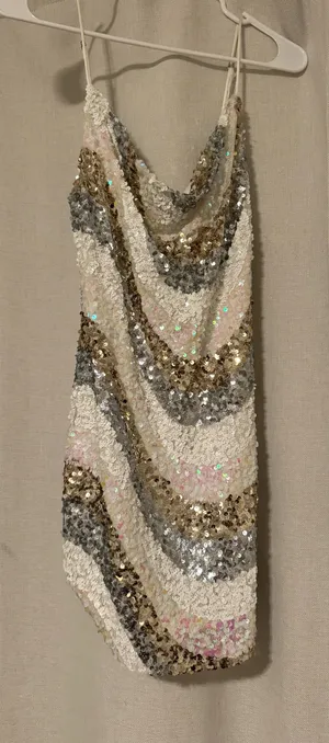Sequin Mini Dress Silver Size XS thumbnail 1