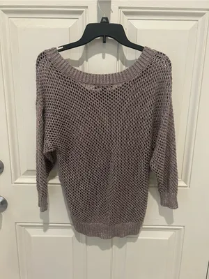 INC International Concepts Taupe Open-Knit Scoop Neck Sweater thumbnail 5