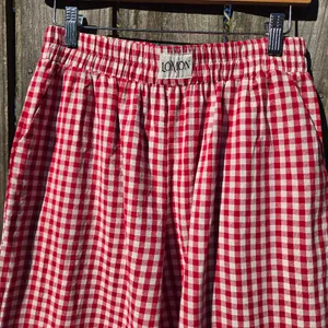 Lomon Red and White Gingham pajama Pants M thumbnail 4