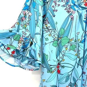 Nanette Nanette Lepore size small blouse pullover light blue‎ floral thumbnail 4