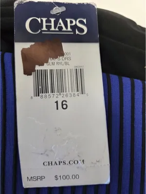 Chaps Plus Womens Striped stretch knit dress blue black stripe size 16 NEW Work thumbnail 6