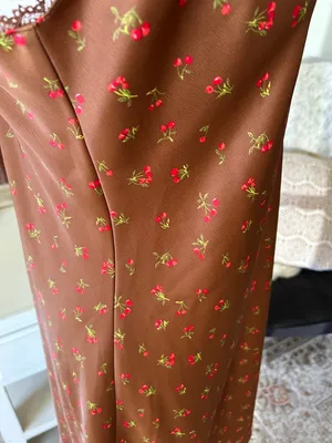 Wild fable, Brown, cherry print lace trim, slip mini dress large thumbnail 8