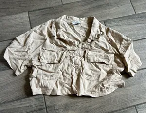 Marc New York Beige Cropped Utility Short Sleeve Shirt thumbnail 1