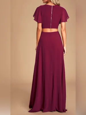 Lulus-Garden Bliss Burgundy Cutout Maxi Dress thumbnail 2