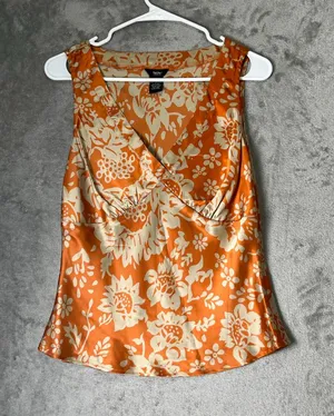 Vintage 100% Silk Babydoll Floral V-Neck Tank Retro Boho Indie Sleaze Y2K Baddie thumbnail 1