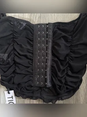 Black Mesh Corset-Style Crop Top TIC TOC Size Small Clubwear Maddy Euphoria thumbnail 4