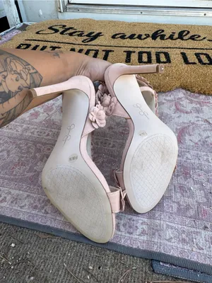 Jessica Simpson Blush Floral Appliqué Slingback Heels thumbnail 5