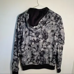 Ideology Women's Full Zip Athletic Jacket‎ Windbreaker Black Gray Floral Mesh thumbnail 7