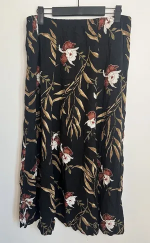 Vtg California Krush LG Long Floral Flowy Skirt Stretchy Waist Hawaii Vacation thumbnail 1
