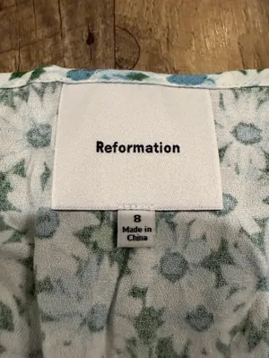 Reformation Green Floral Tie-Front V-Neck Miri Floral Daisy Tank 8 thumbnail 4