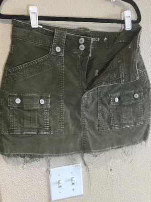 American eagle Olive Green Mini Skirt‎ summer size 8 stretch thumbnail 2
