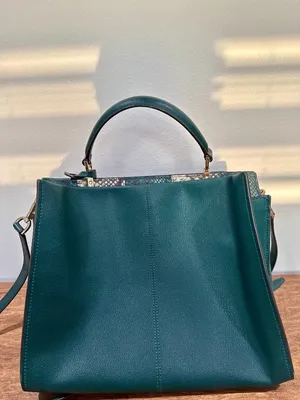 Michael Kors Penelope Large Emerald Green Leather Snake Print Satchel thumbnail 2
