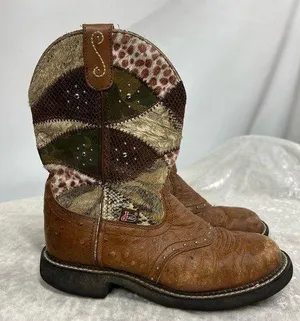 Justin Boots Gypsy leather Boots 7B cowboy cowgirl patchwork thumbnail 1