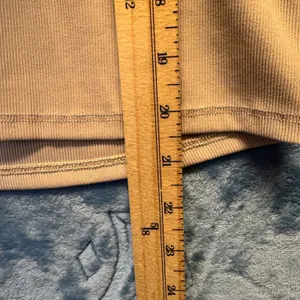1929 | H&M Ribbed Square Neck‎ Long Sleeve Slim Fit Basic Top Beige Womens S thumbnail 4