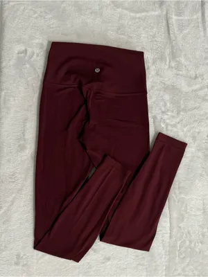 Lululemon High Rise Leggings Burgundy Maroon Yoga Pants Size 4 thumbnail 5