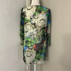 Solitaire Ravi Khosla Embellished V-Neck Caftan Swim Beach Coverup M Boho Print thumbnail 3