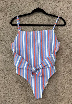 Jessica Simpson Women's Red White And Blue One Piece Swimsuit Tie Waist thumbnail 1